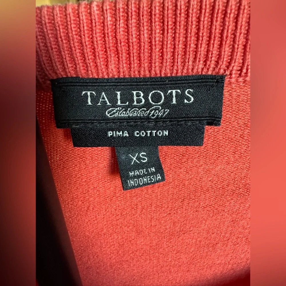 Talbots Pima Cotton Button Front Cardigan Sweater Coral XS - Picture 3 of 8